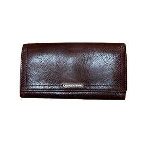 Vintage Fossil Leather Wallet with Checkbook Flap Color:Brown